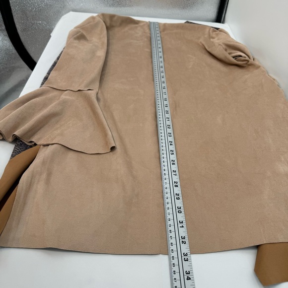 NWT Saint Gil Paris Womens Open Front Duster Coat Women’s XL Tan Side Slits - Picture 9 of 11